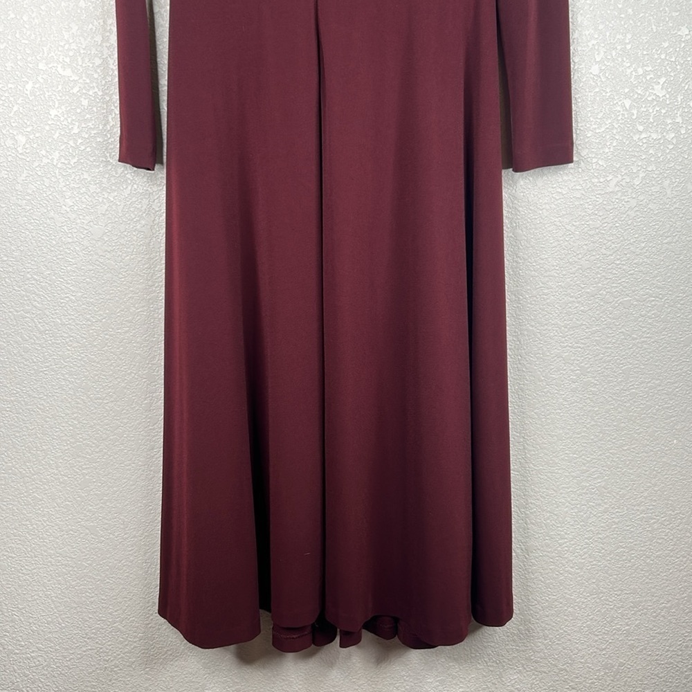 Jones New York Burgundy V-Neck Special Occasion Gathered Waist Maxi Dress Size 4 - Picture 5 of 7